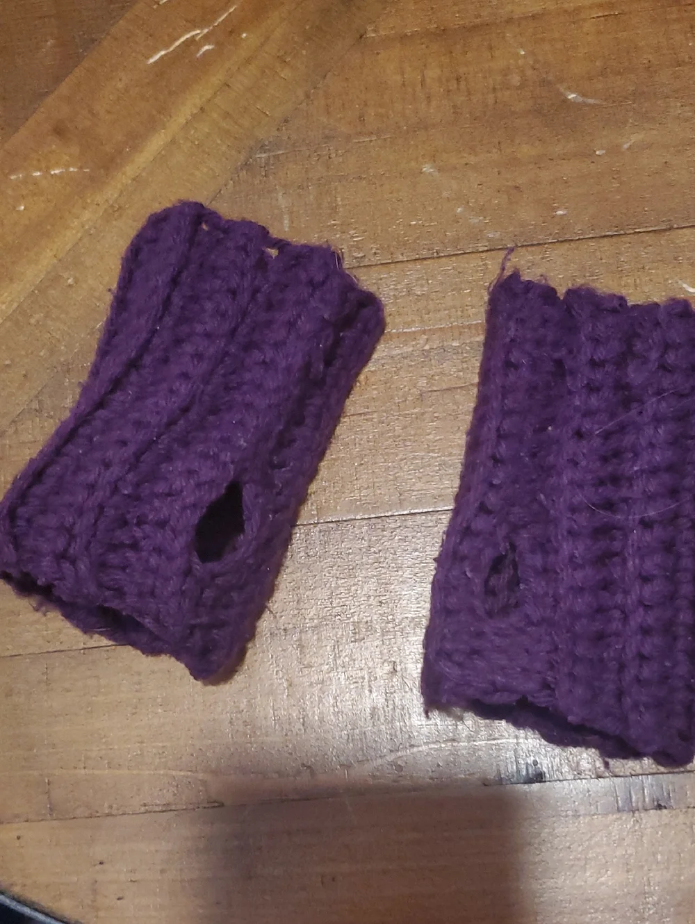 Purple Knit Fingerless Wrist Warmers Gloves